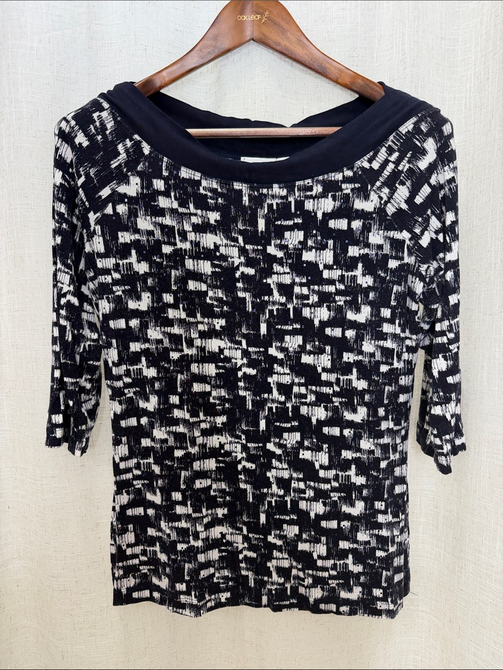 St. John Blue & White Boat Neck Top Size Medium Excellent Condition